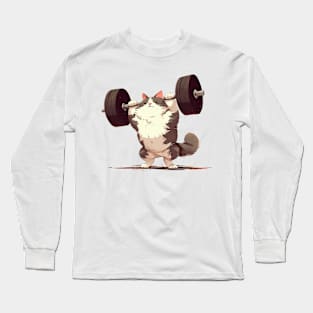 cat lifting weight Long Sleeve T-Shirt